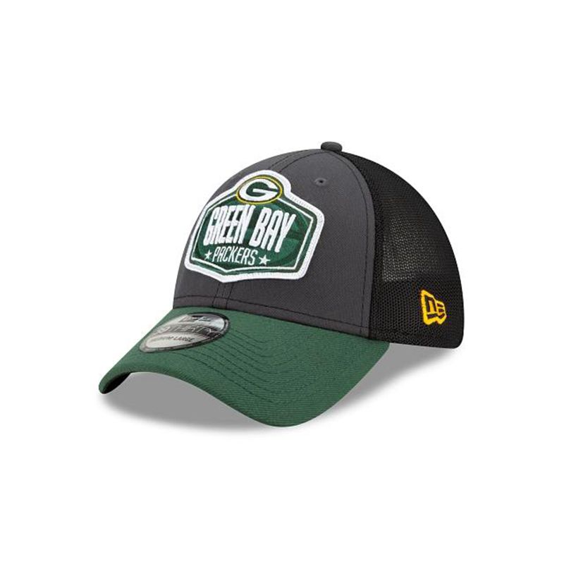 NFL Green Bay Packers Draft 39Thirty Stretch Fit (VEG6245) - Grey New Era Caps